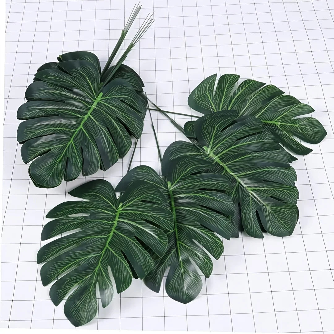Artificial Monstera Turtle Leaves 12/24pcs | Tropical Party Decor