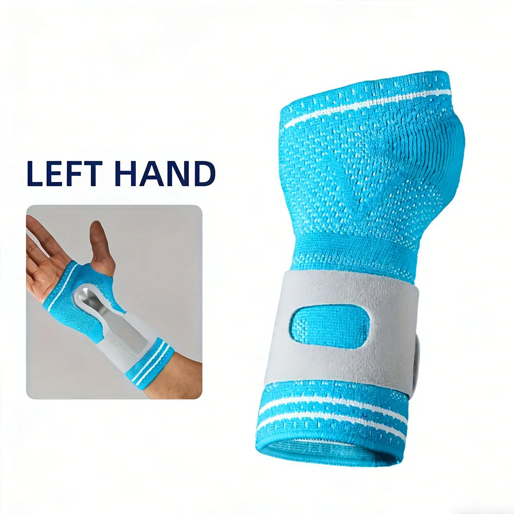 1pc Wrist Palm Support with Removable Metal Stays and Straps, Adjustable Brace Right Left Hand for Women And Men Peaceful Pleasures Health and Wellness Blue-Left XL