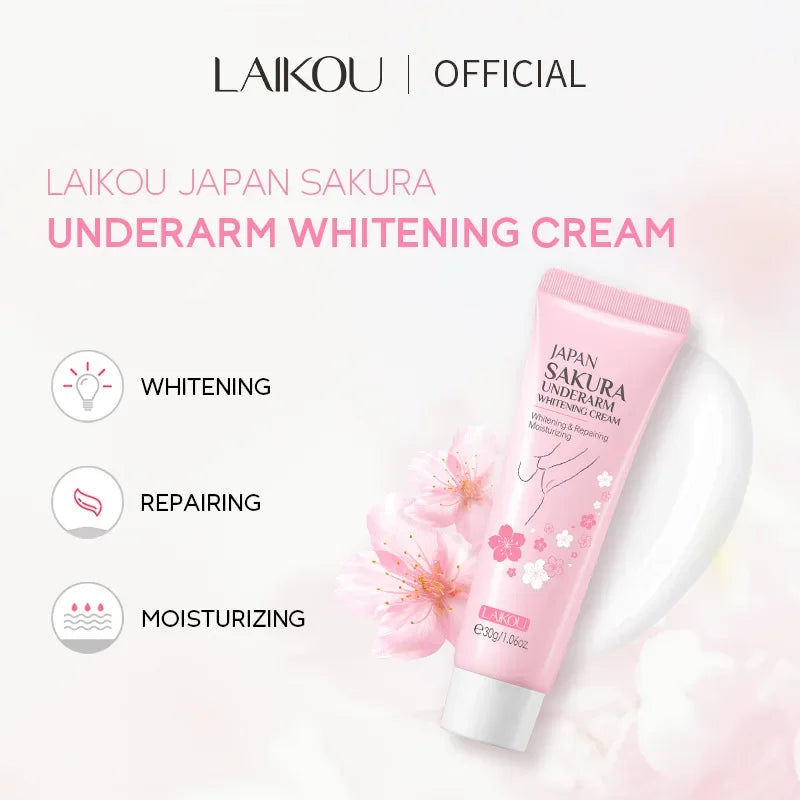 Laikou Sakura Underarm Cream Knee Buttocks Dark Skin Improve Melanin Pigmentation Korean Skin Care Product 30g Peaceful Pleasures Health and Wellness