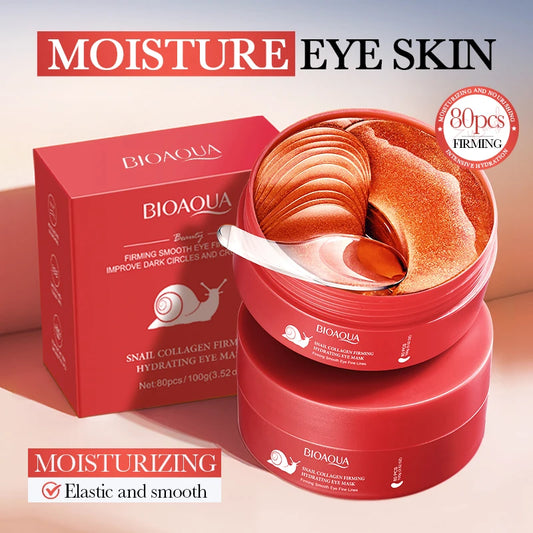 BIOAQUA Snail Collagen Eye Masks 80pcs | Dark Circles & Anti-Aging Collagen Eye Mask Peaceful Pleasures Health and Wellness