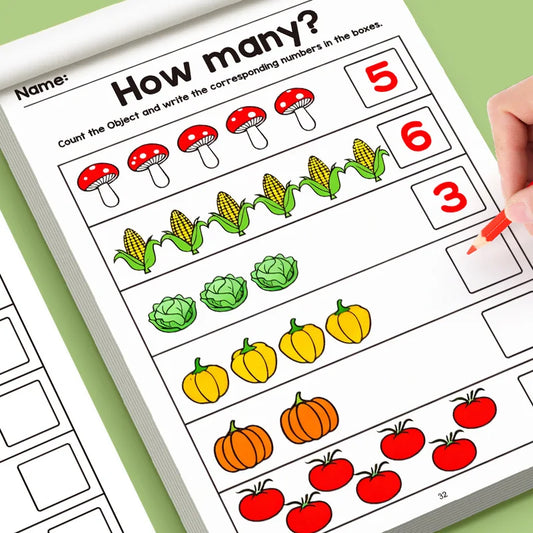 32-Page Illustrated Math Workbook Designed Interactive Preschool Peaceful Pleasures Health and Wellness