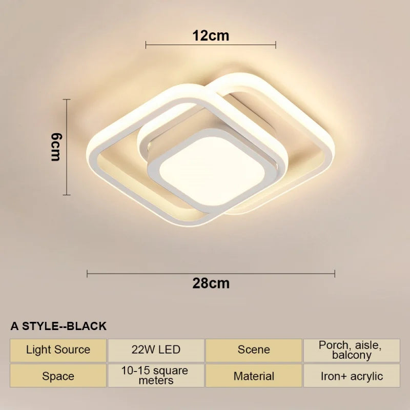 RUNTOIN 22W Modern LED Ceiling Light | Hallway & Balcony Lamp