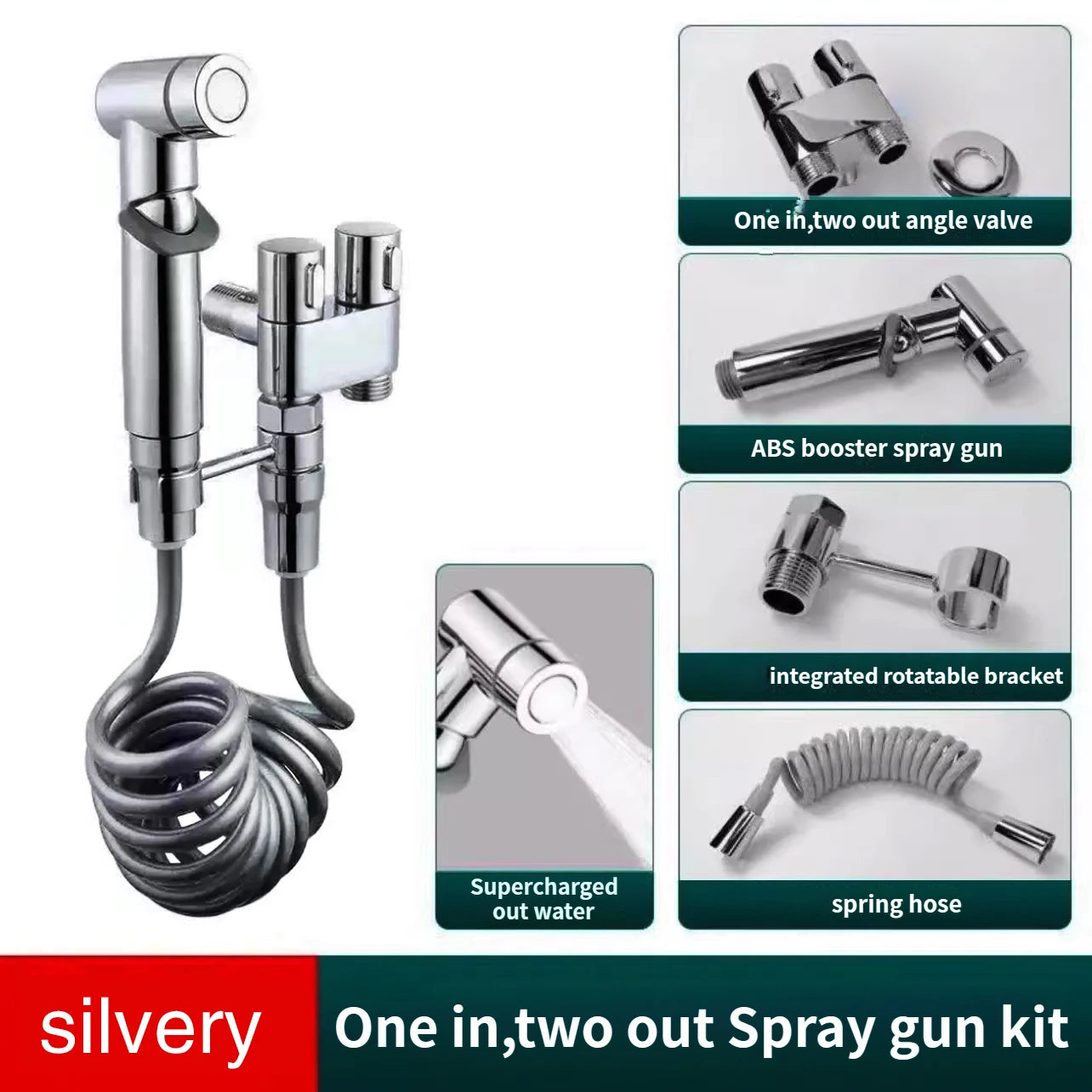High-Pressure Handheld Bidet Spray Gun | 3-Way Angle Valve