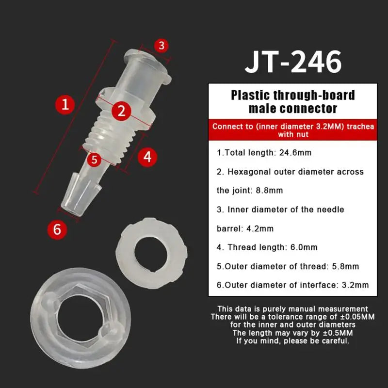 PP Plastic Lock Adapter Straight Through Air Valve Tube Connector