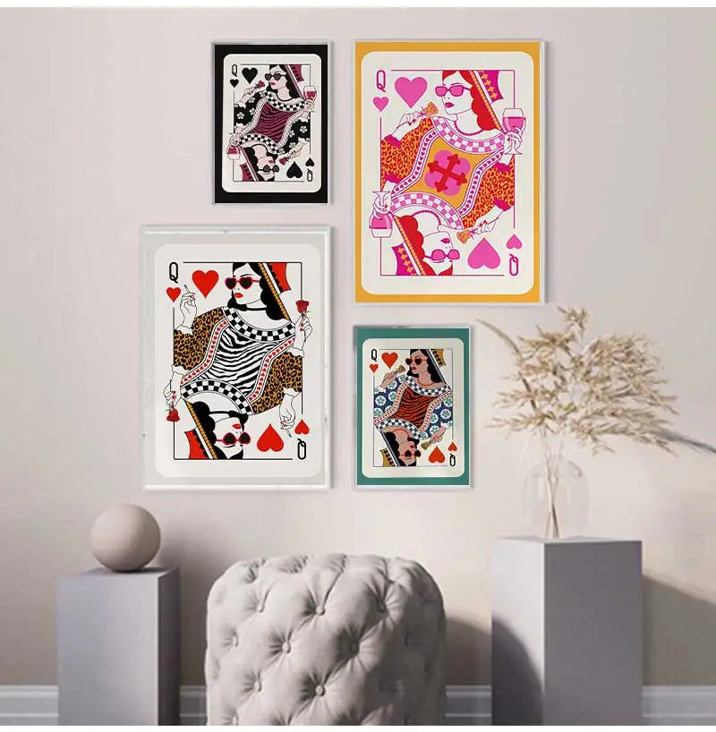Queen of Hearts Leopard Canvas Wall Art | Dorm Room Decor