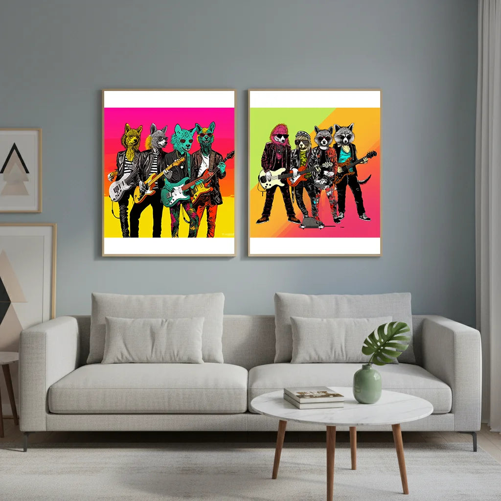 Cartoon Animal Band Canvas Wall Art | Western Style Decor Canvas Wall Art Peaceful Pleasures Health and Wellness