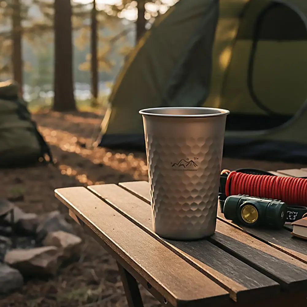 350/500/600ml Portable Outdoor Coffee Tea Mug Ultralight Pure Titanium Camping Cup Picnic Beer Juice Cup Camping Tableware Peaceful Pleasures Health and Wellness