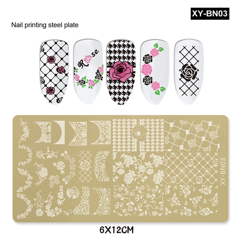 Nail Stamping Plates 12x6cm – Butterfly Flower Bowknot Designs