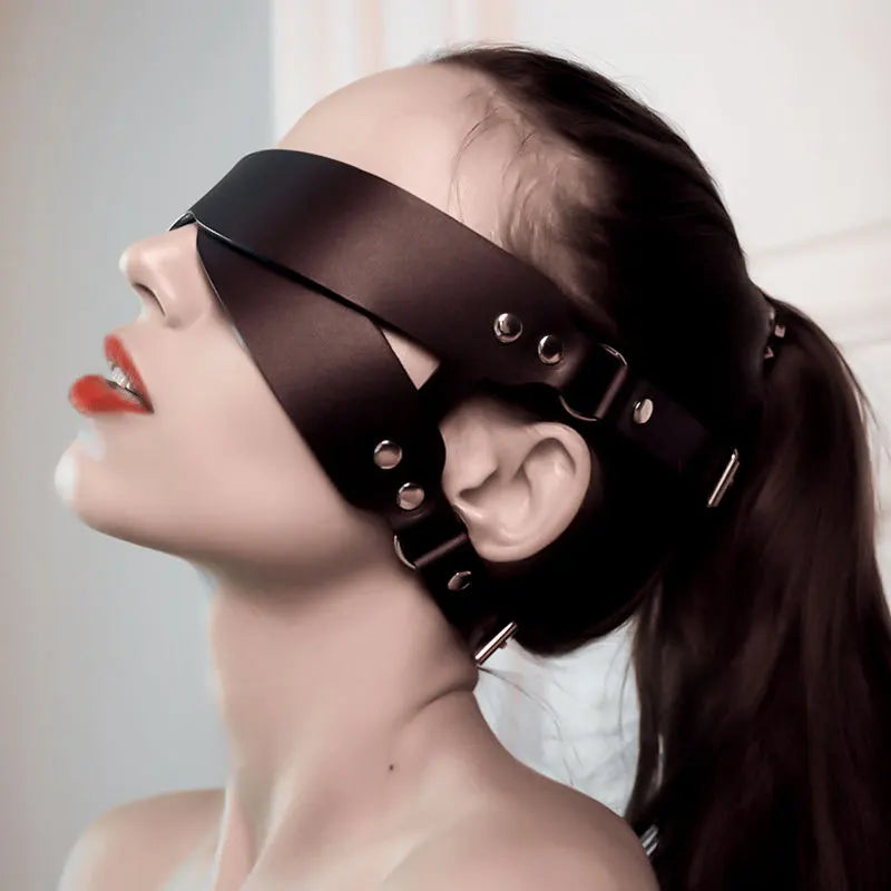 Women Sexy Mask Blindfold Cosplay PU Leather Adjustable Masquerade