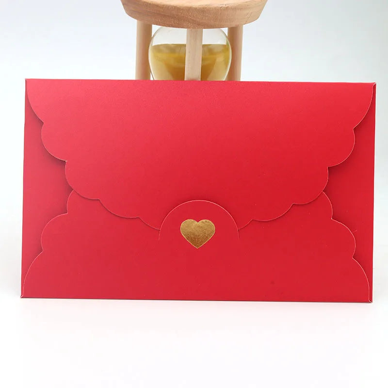 (20 Pieces/Lot) 11*17.5cm Paper Envelope Pearl Kraft Paper Gilding Love Envelope Bank Card VIP Membership Card Package Envelope Peaceful Pleasures Health and Wellness Red