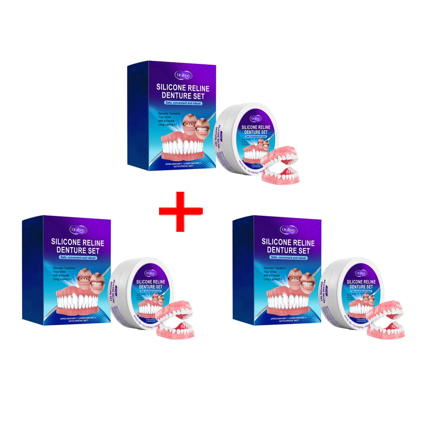 Silicone Temporary Denture Kit – Adjustable False Teeth Smile