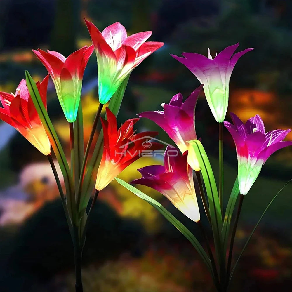 Solar LED Lily Flower Garden Light | IP65 Waterproof Pathway Lamp