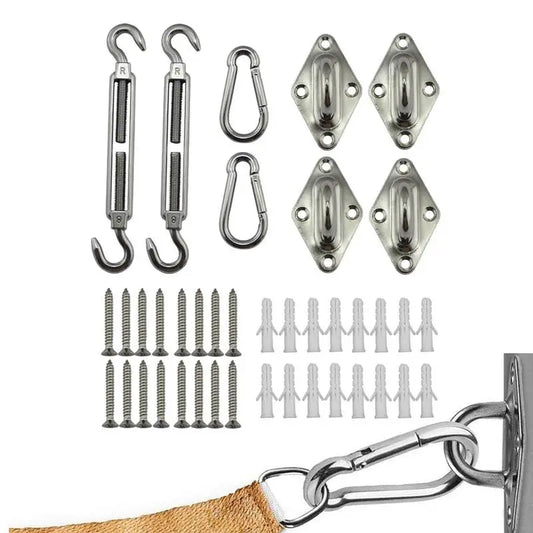 Shade Sail Hardware Kit – Heavy Duty 304 Stainless Steel Shade Sail Hardware Kit Peaceful Pleasures Health and Wellness