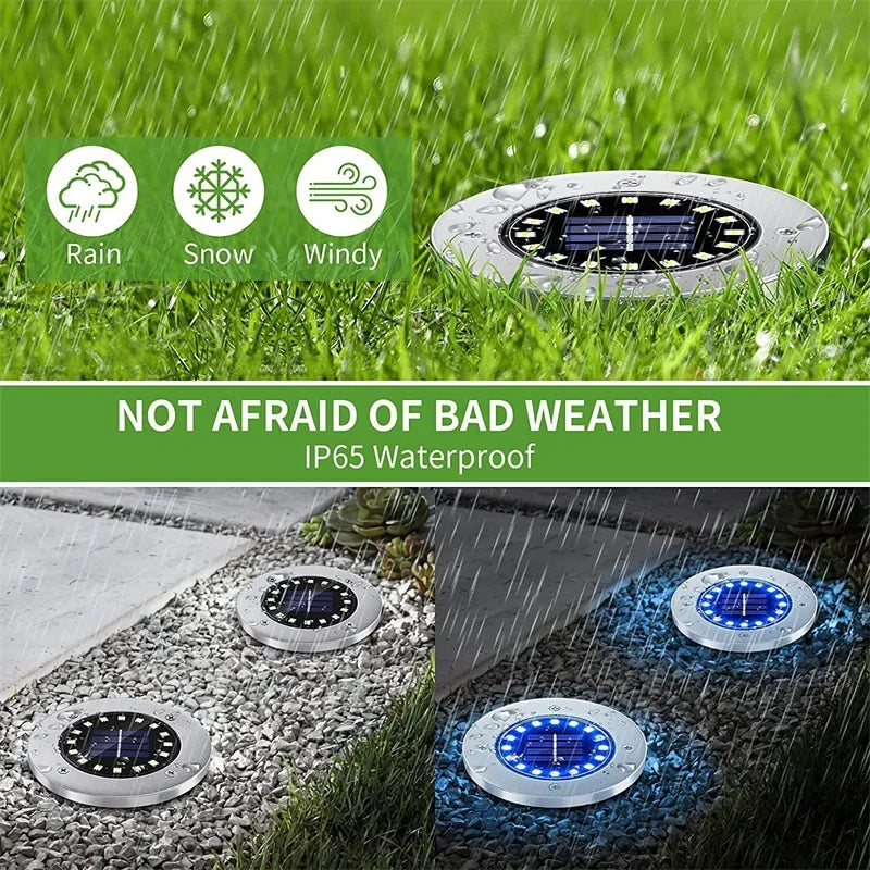 IP65 Solar LED Ground Path Lights – Garden Driveway Lawn Decor