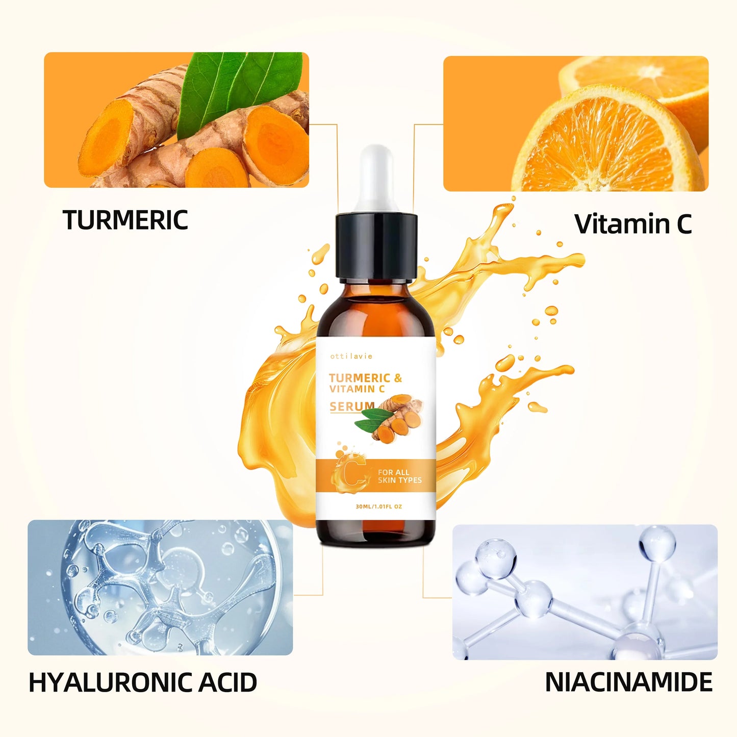 Turmeric & Vitamin C Lifting Face Serum – Hydrating, All Skin