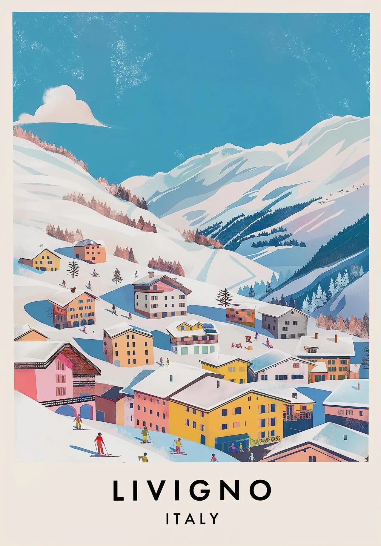Ski Resort Alps Canvas Wall Art Print | Snow Mountain Poster