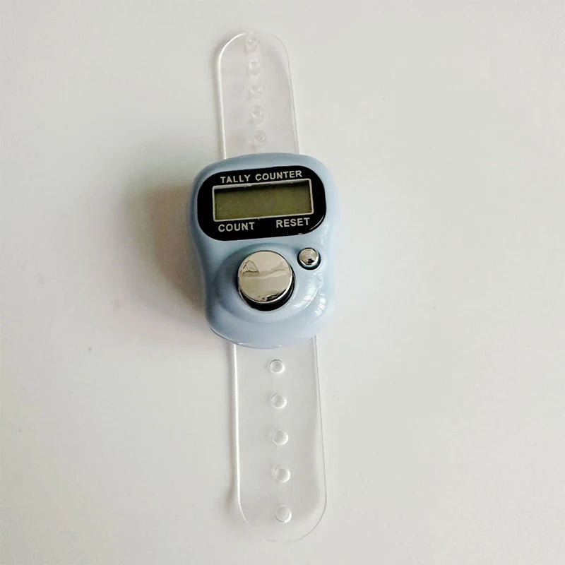 Versatile Mini Finger Counter Compass LED Electronic Handheld Tally Counter Clicker Counter Ring 0-99999 Peaceful Pleasures Health and Wellness baby blue