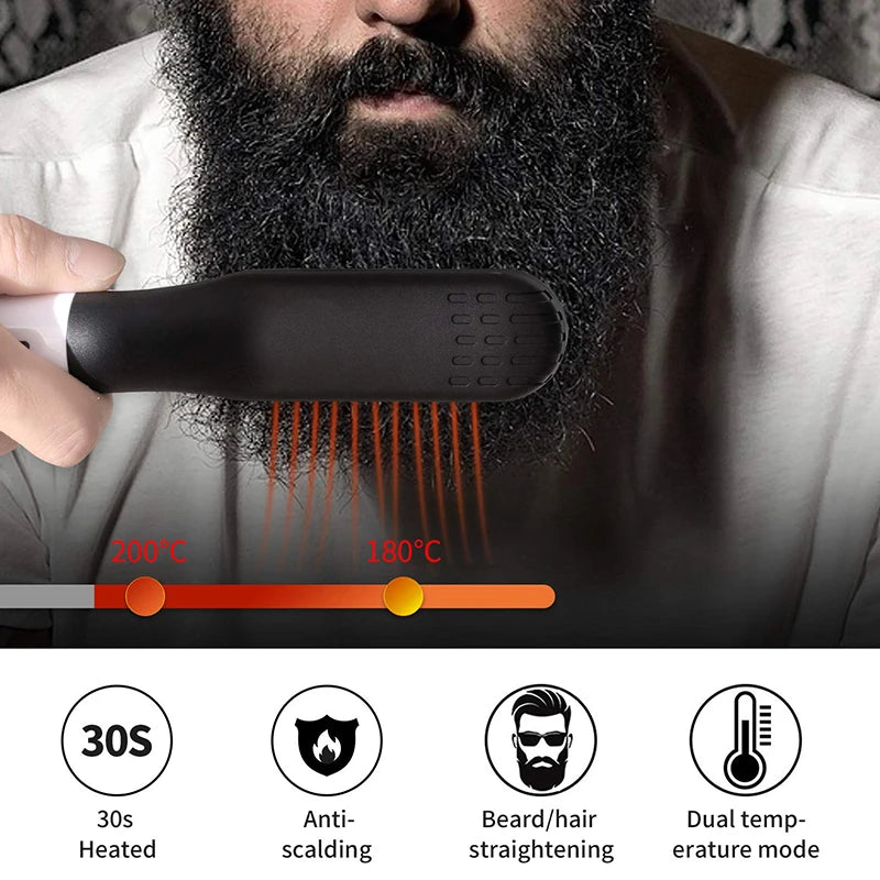 Electric Hot Comb Straightener Multifunctional Quick Heated Men Beard Care Brush Beard Anti-Scald Straightener Comb Hair Tools Peaceful Pleasures Health and Wellness