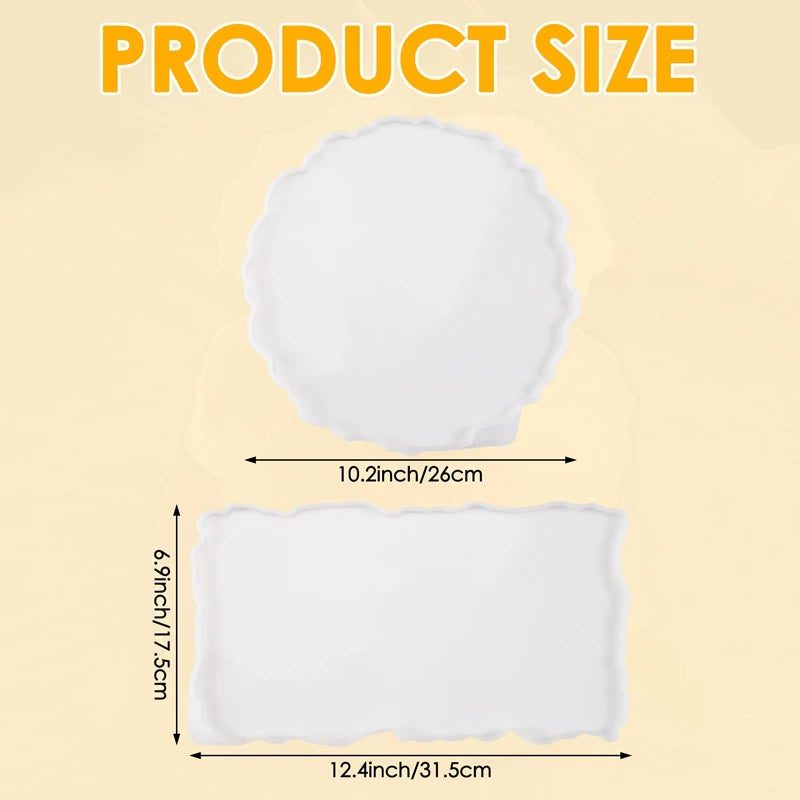 A36T-2 Pieces Tray Silicone Mold Kit Irregular Epoxy Resin Tray Molds For DIY Crafts (Rectangle+Round) Peaceful Pleasures Health and Wellness