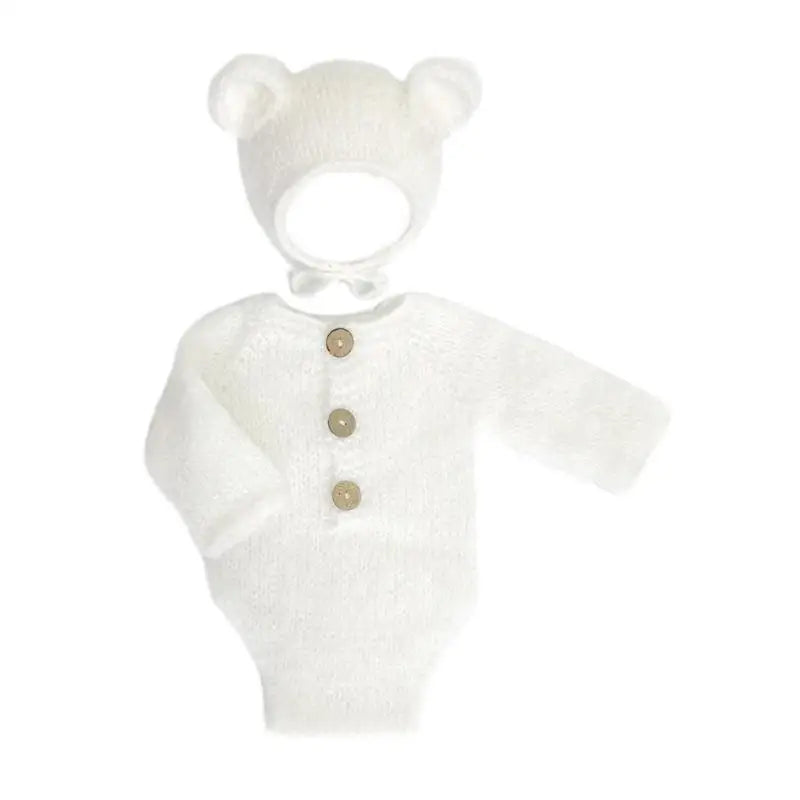 Baby Bear Newborn Photo Prop Set – Soft Romper & Hat 0–6M