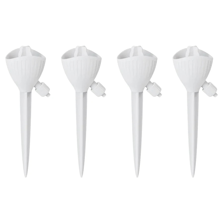 4-Pack Adjustable Self Watering Drip Irrigation System for Plants Drip Irrigation Dripper Peaceful Pleasures Health and Wellness 4Pcs White