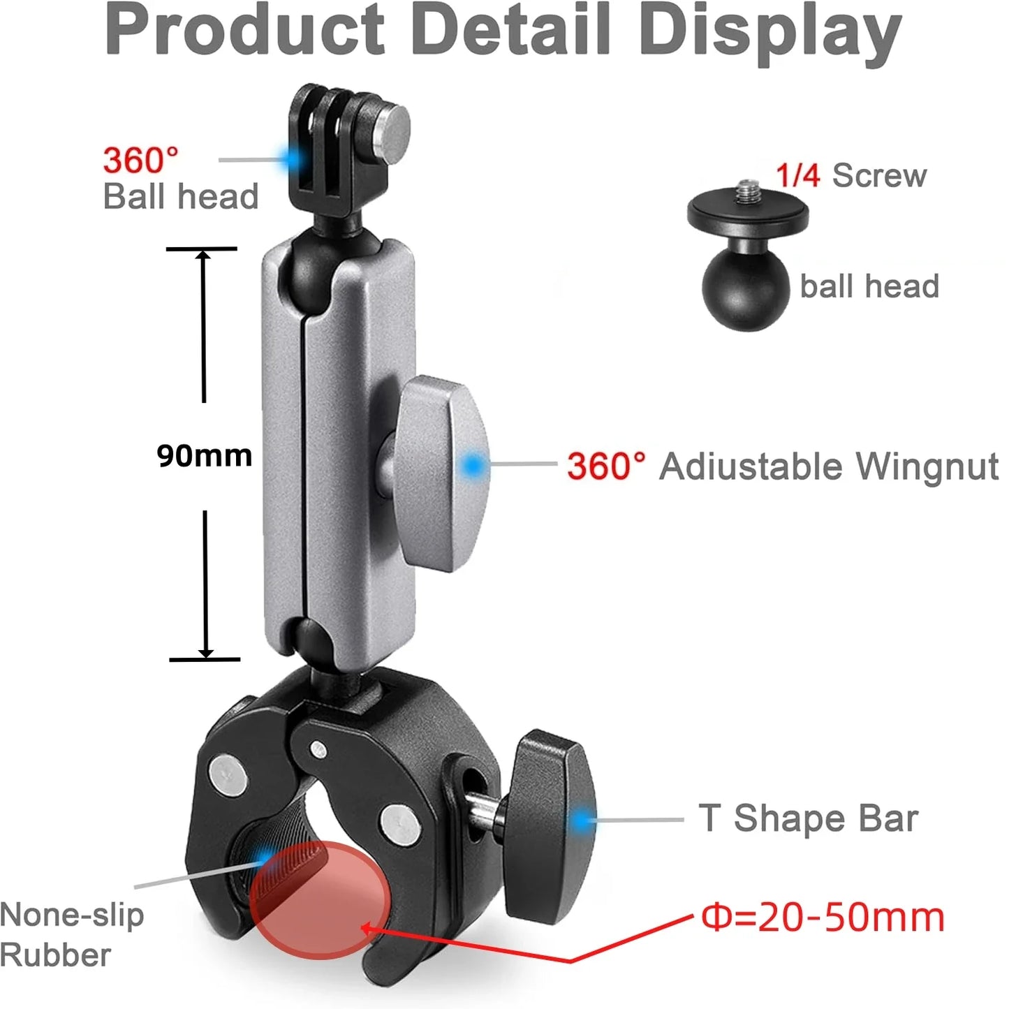 360° Aluminum Handlebar Mount for GoPro, Insta360 & DJI