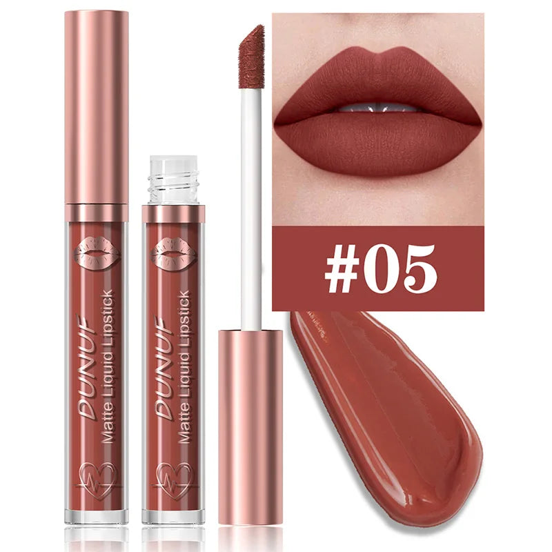 DUNUF 18-Color Matte Velvet Lipstick & Moisturizing Lip Gloss