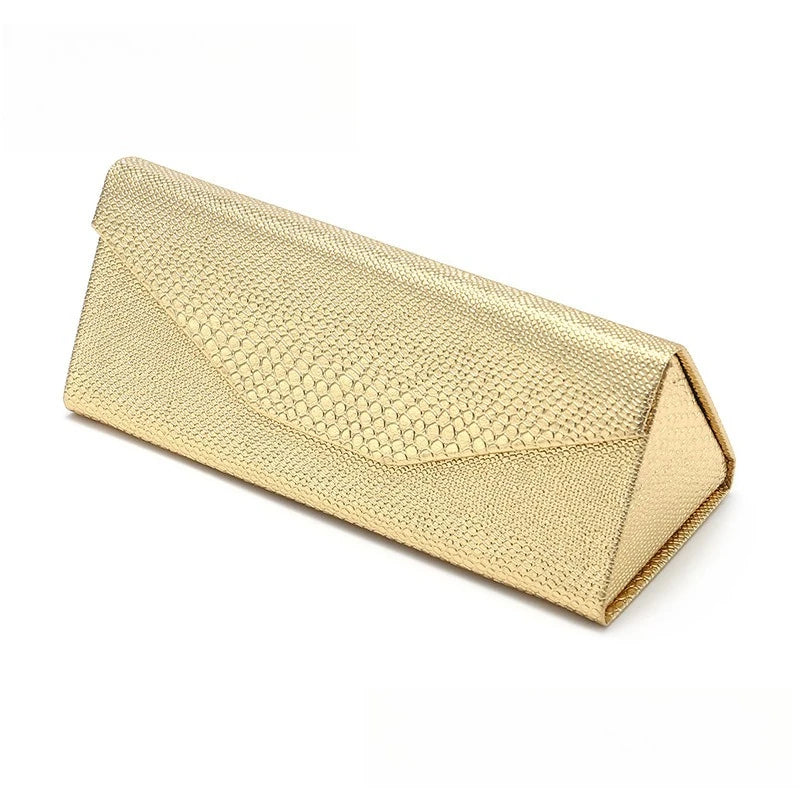 Triangle Folding Glasses Case | Plaid Snakeskin Sunglasses Box