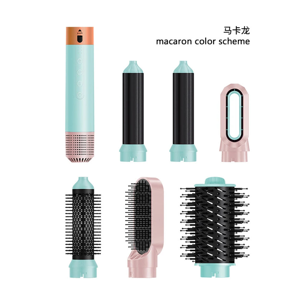 High Speed 110000rpm 6 in 1 Hair Dryer Professional Hair Styler Multi Curling Iron Hair Straightener Hot Air Brush Styling Tools Peaceful Pleasures Health and Wellness Macaron EU