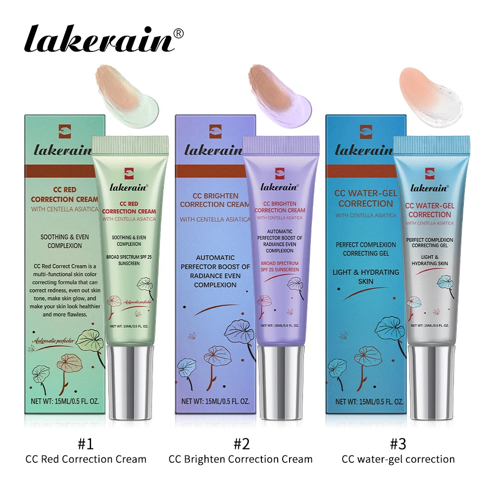 3Colors CC Cream Liquid-Based Full Coverage Cream Waterproof Long-Lasting Correct Redness Foundation erborian Korean Cosmetics Peaceful Pleasures Health and Wellness SET