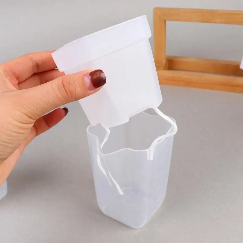 5Pcs Clear Self Watering Plant Pot For Plants Double-Layer Flower Pots Planter With Drainage Hole Reservoir Seedling Nursery Pot Peaceful Pleasures Health and Wellness