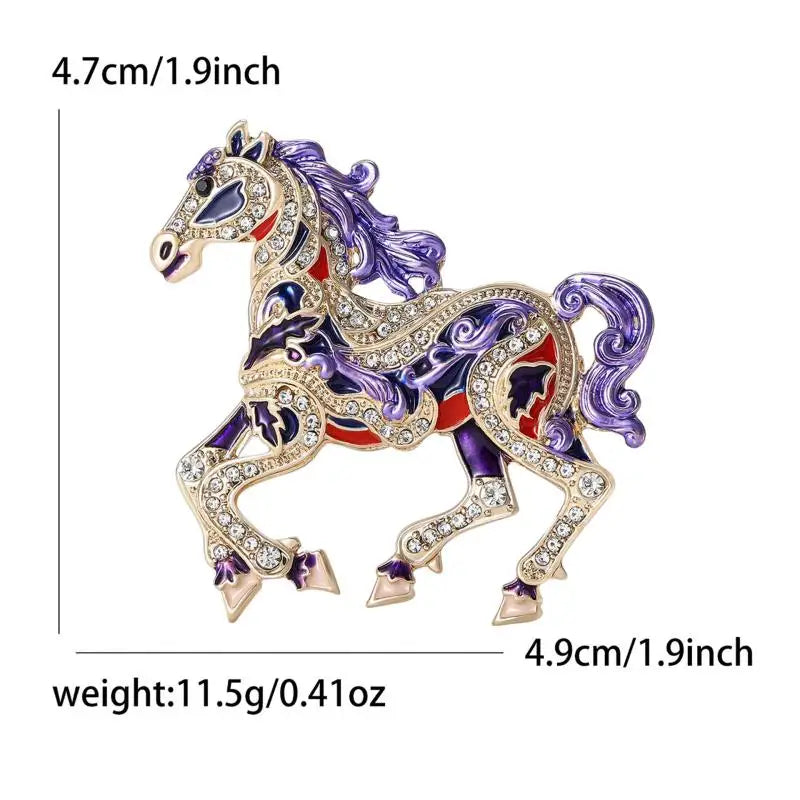 Enamel Horse Brooch | Vintage Zodiac Lapel Pin for Men & Women