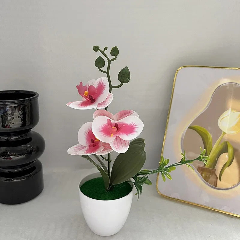 Silk Butterfly Orchid Artificial Plant | Desktop Potted Decor