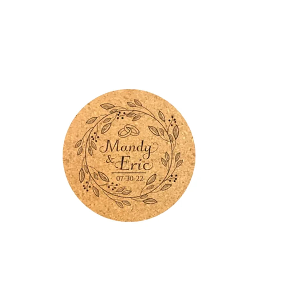 10-Pack Personalized Cork Coasters | Wedding Favors & Decor