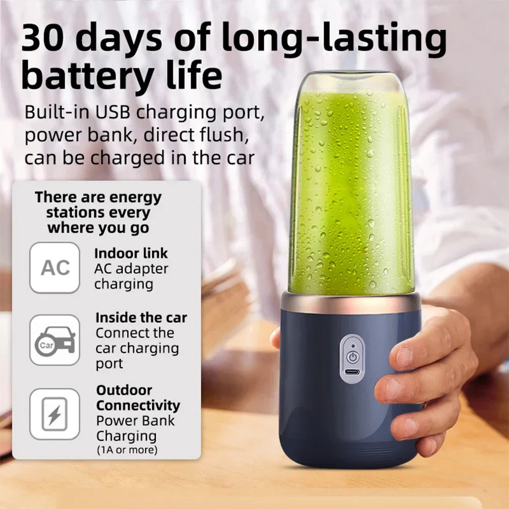 FLAREMORE 6-Blade Portable USB Juicer Blender Cup | 400ml Travel