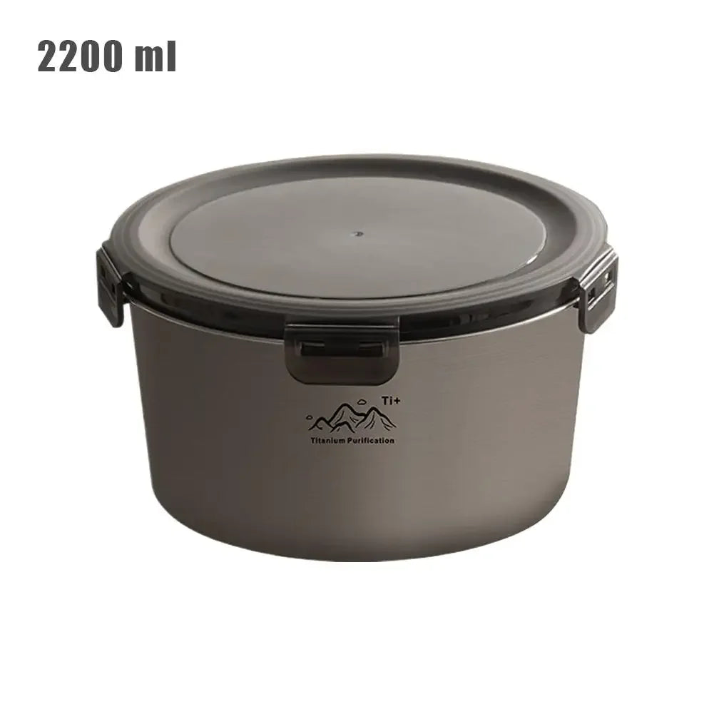 Rust Proof Titanium Ultralight Portable Food Sealing Bowl with Lid Fresh-keeping Portable Purification Dinner Box For Picnic Peaceful Pleasures Health and Wellness 2200ml