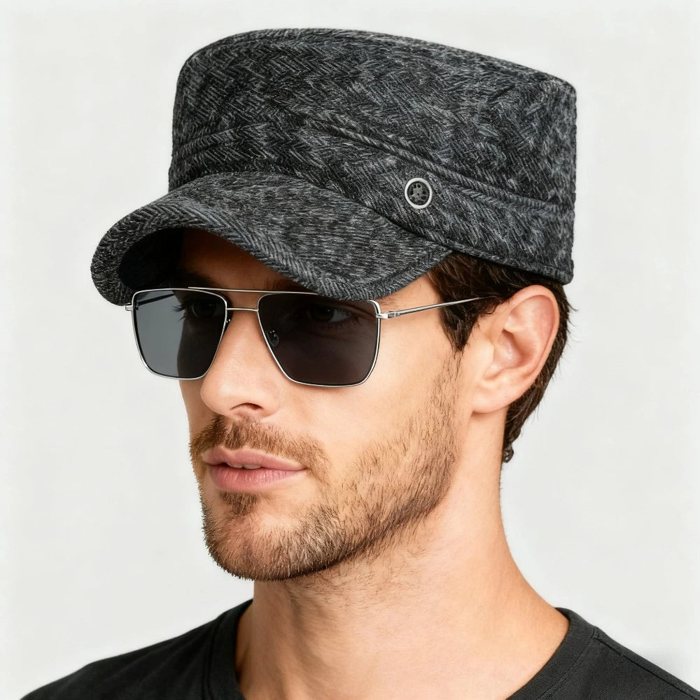 1pc Men's Winter Flat Cap with Hidden Ear Flaps, Thickened Thermal Baseball Cap, Fashionable Outdoor Sun Hat for Autumn & Winter Peaceful Pleasures Health and Wellness