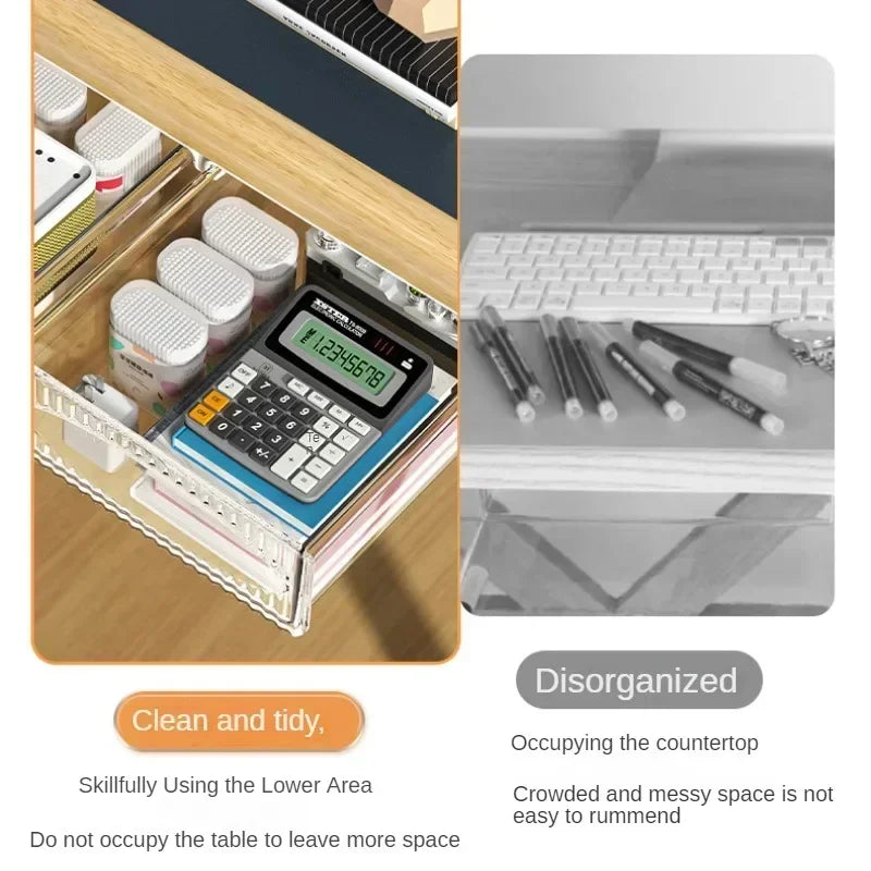 Hidden Self Adhesive Drawer Office Organizer Desk Accessories Under Desk Large Capacity Plastic Stationery Storage Box Drawer Peaceful Pleasures Health and Wellness