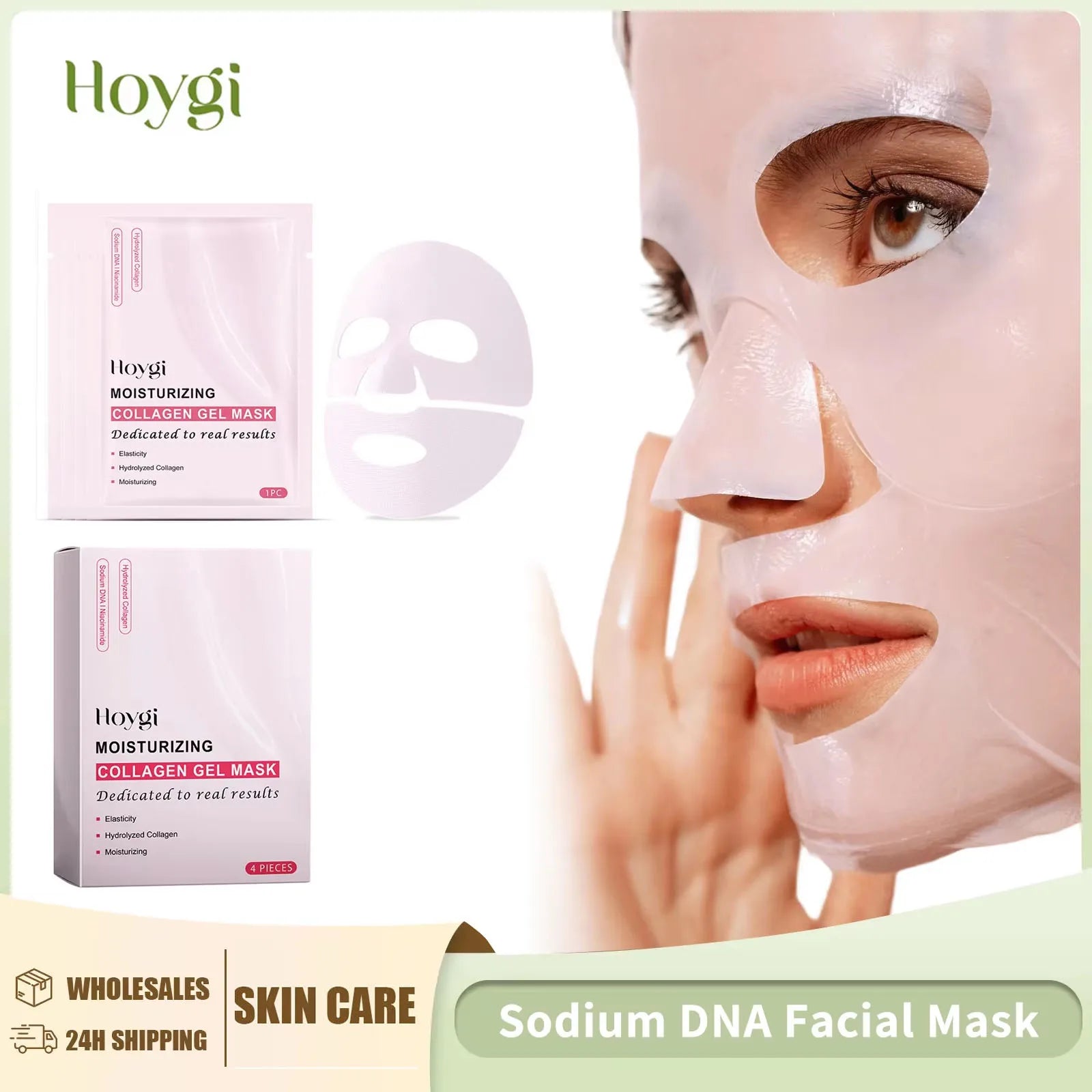 Hydrolyzed Collagen Sheet Mask Reduce Fine Lines Increase Skin Elasticity Firming Nourishing Shrink Pores Sodium DNA Facial Mask Peaceful Pleasures Health and Wellness