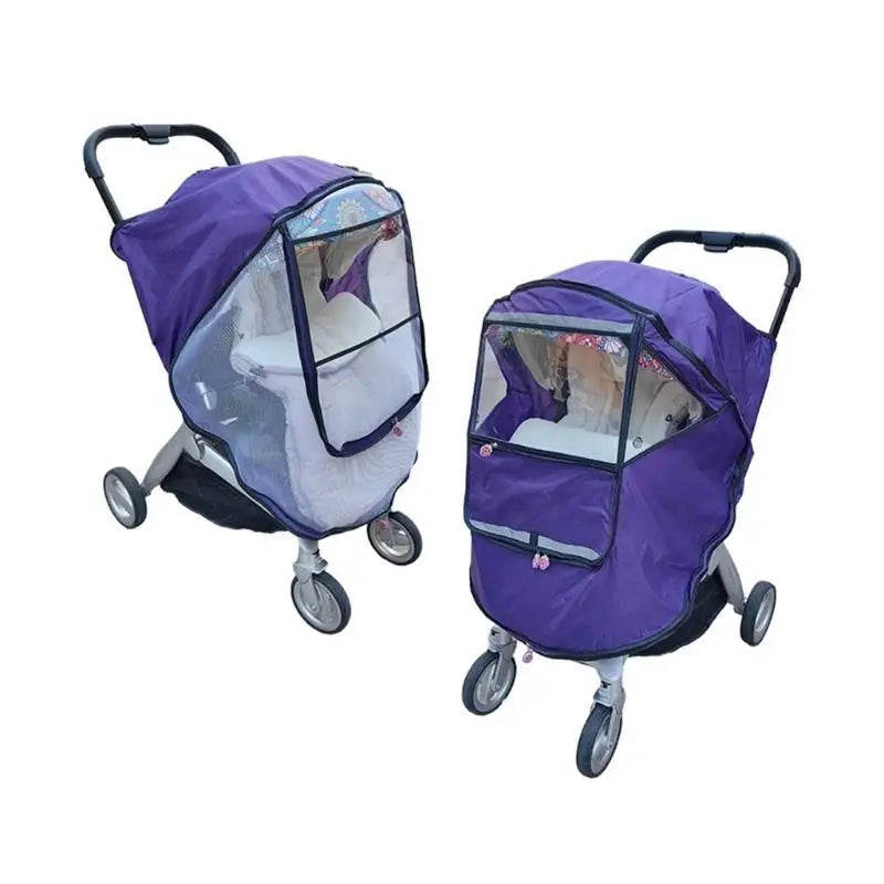 Windproof Baby Stroller Cover with Insect Net & Rain Shield