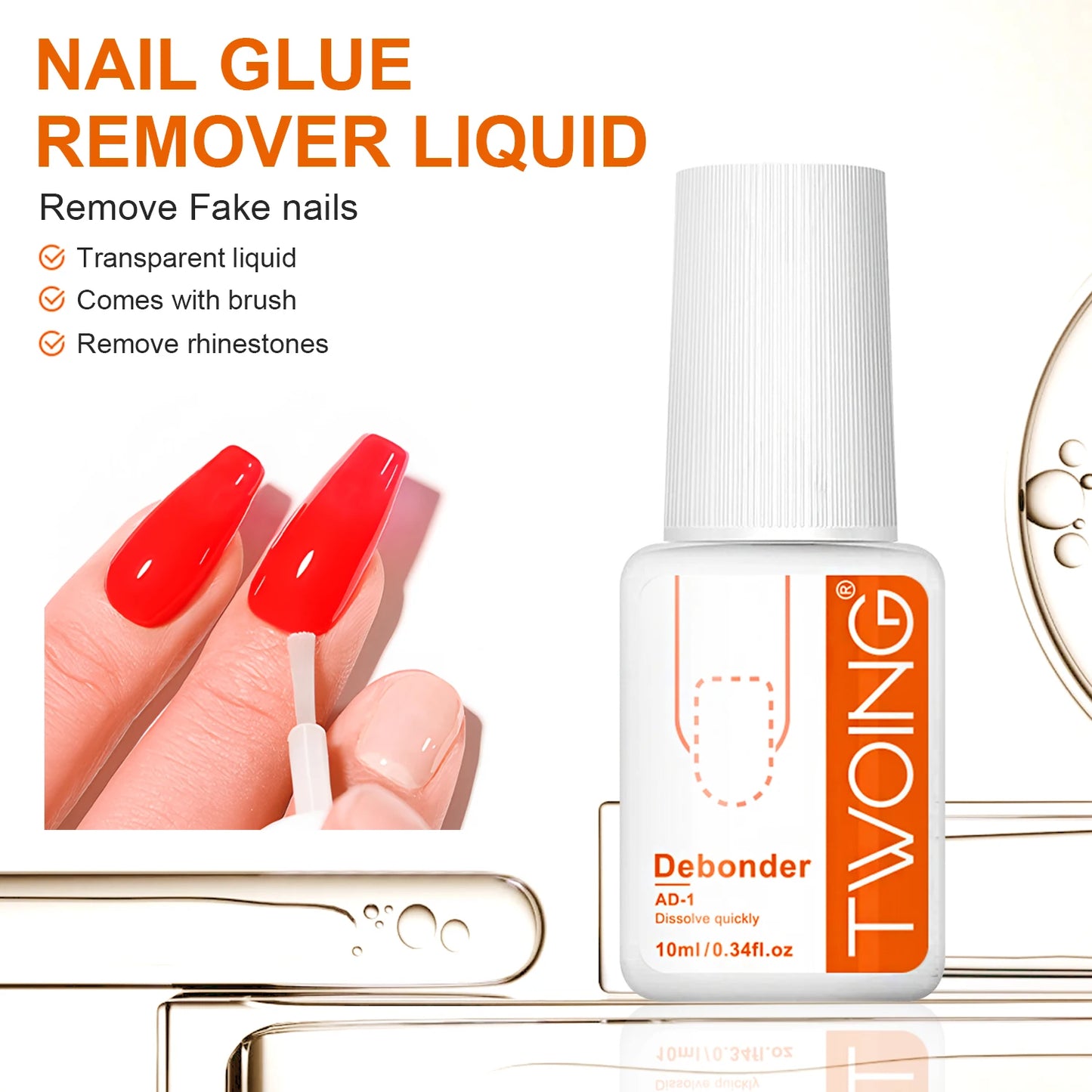 Twoing Nail Glue and Glue Remover Kit, No UV Light Needed， Fake nails plate adhesive，Quickly Removes Glue Off Fake Nail Remover Peaceful Pleasures Health and Wellness