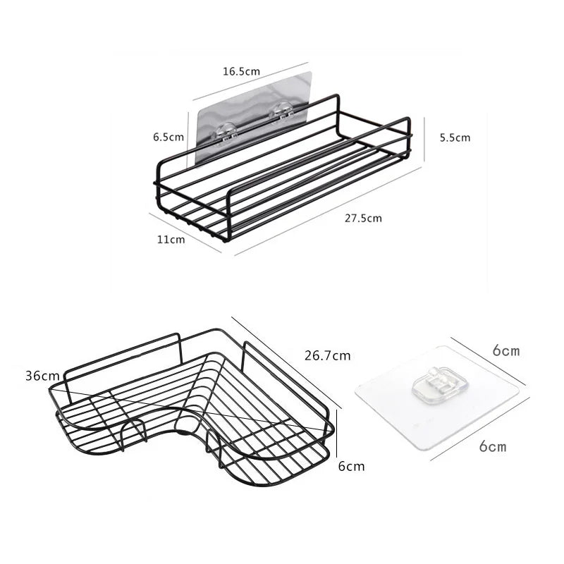 No-Drill Metal Wall Shelf | Bathroom & Kitchen Organizer