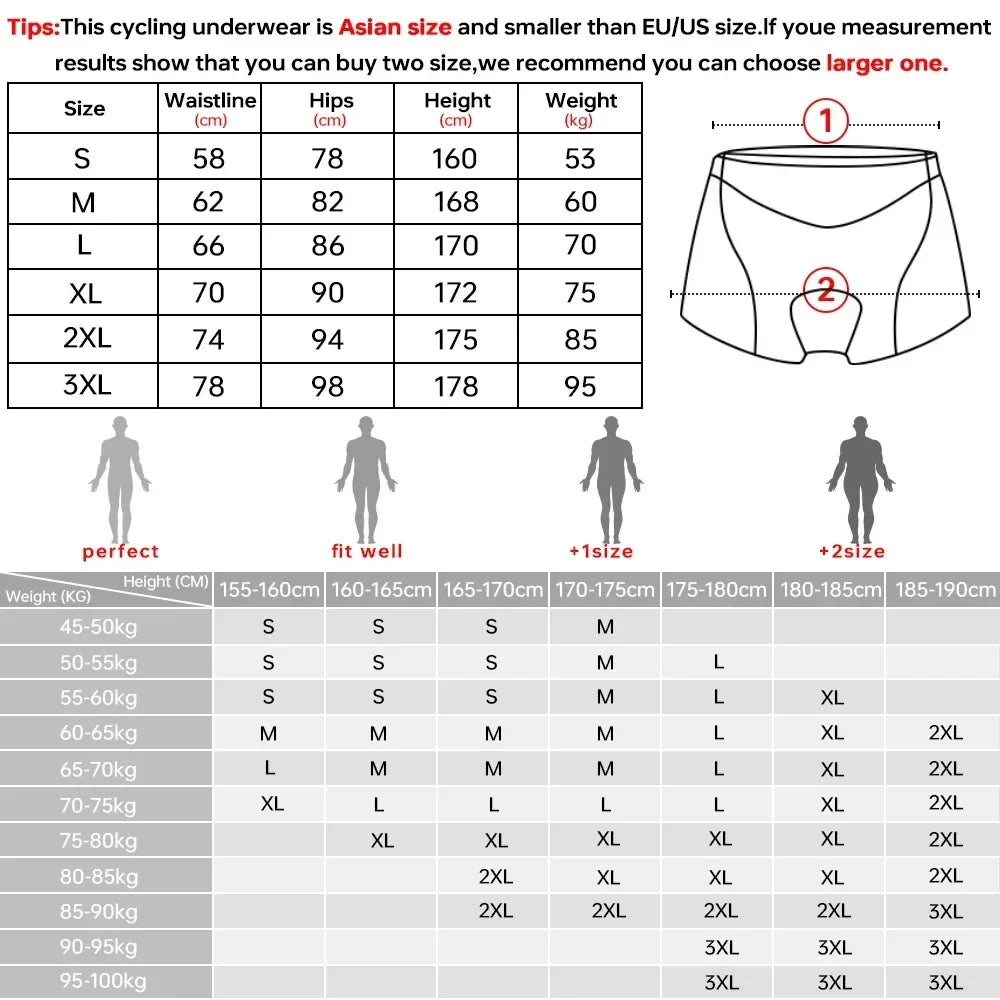 X-TIGER Men's 5D Gel Pad Cycling Shorts – Breathable MTB Boxer