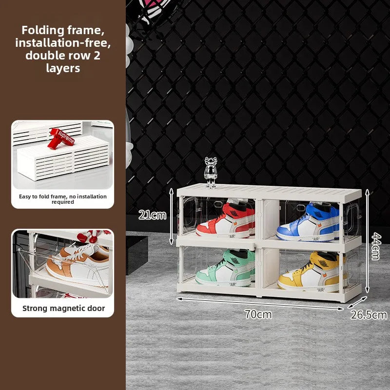 Upgraded Multi-Tier Clear Shoe Rack Heavy-Duty Unified Cabinet Large Capacity Transparent Dust-Proof Organizer for Home Entryway Peaceful Pleasures Health and Wellness Double 2 Transparent