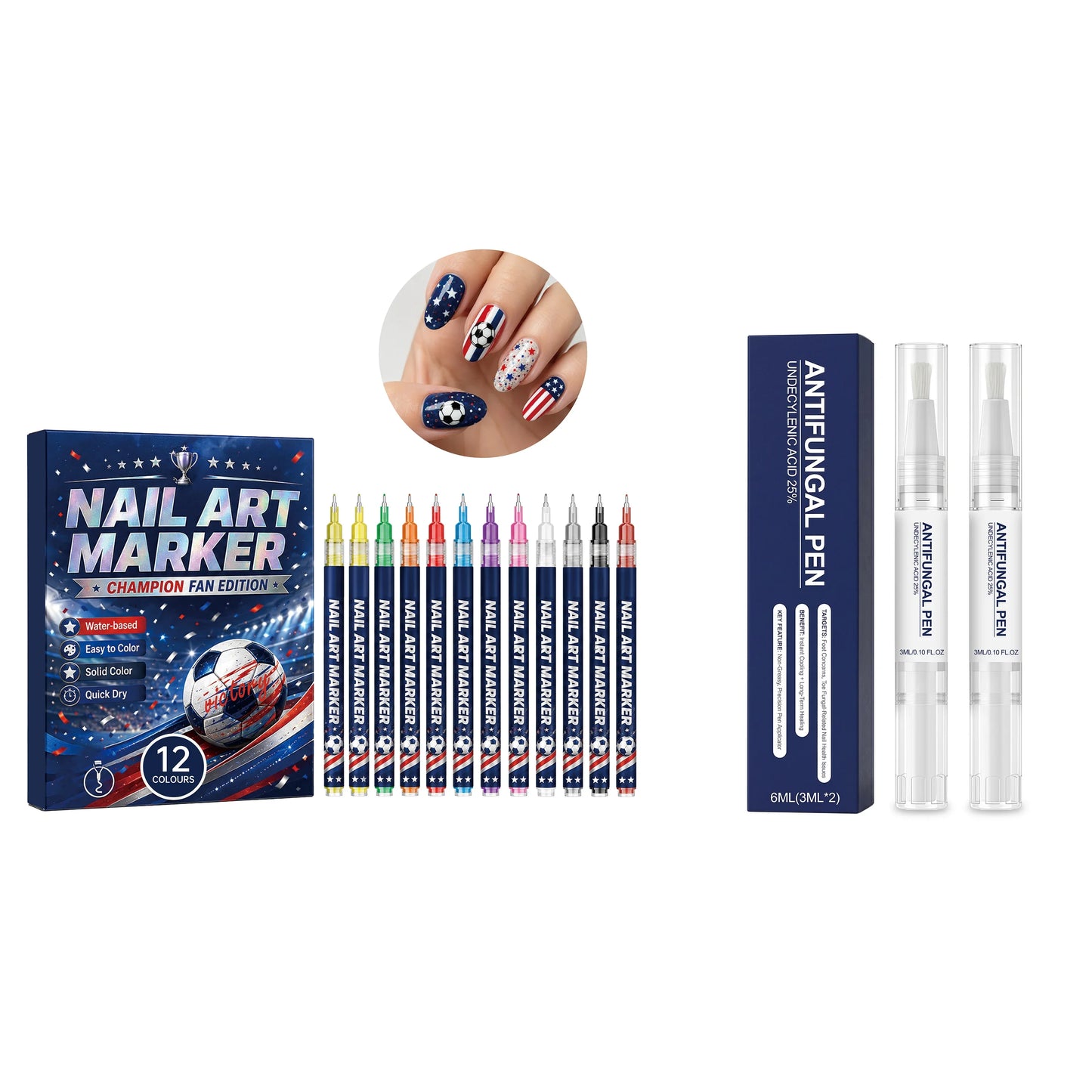12-Piece Waterproof Nail Art Pens – Fine Tip DIY Design Markers Nail Art Pens Oasis Select set