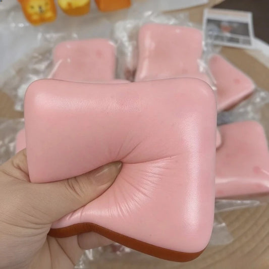 Cream Toast Squishy Stress Relief Toy – Slow Rebound Silicone Squishy Stress Toy Peaceful Pleasures Health and Wellness