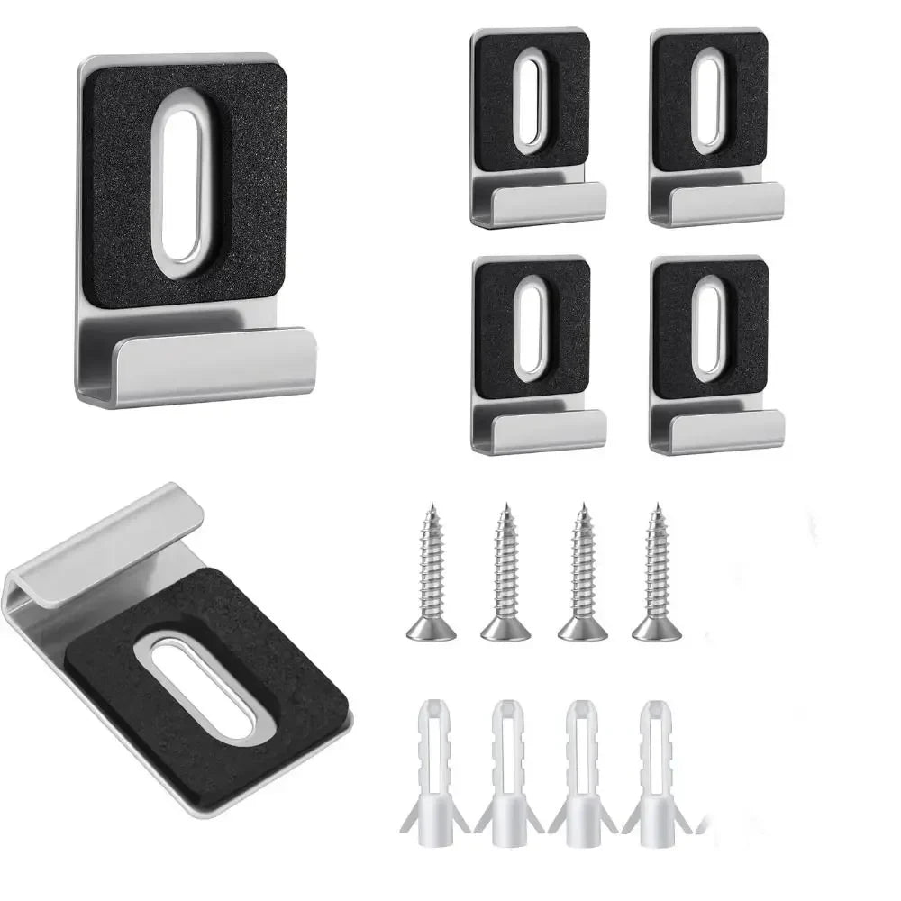 4-Pack Matte Black Stainless Steel Mirror Clips & Brackets