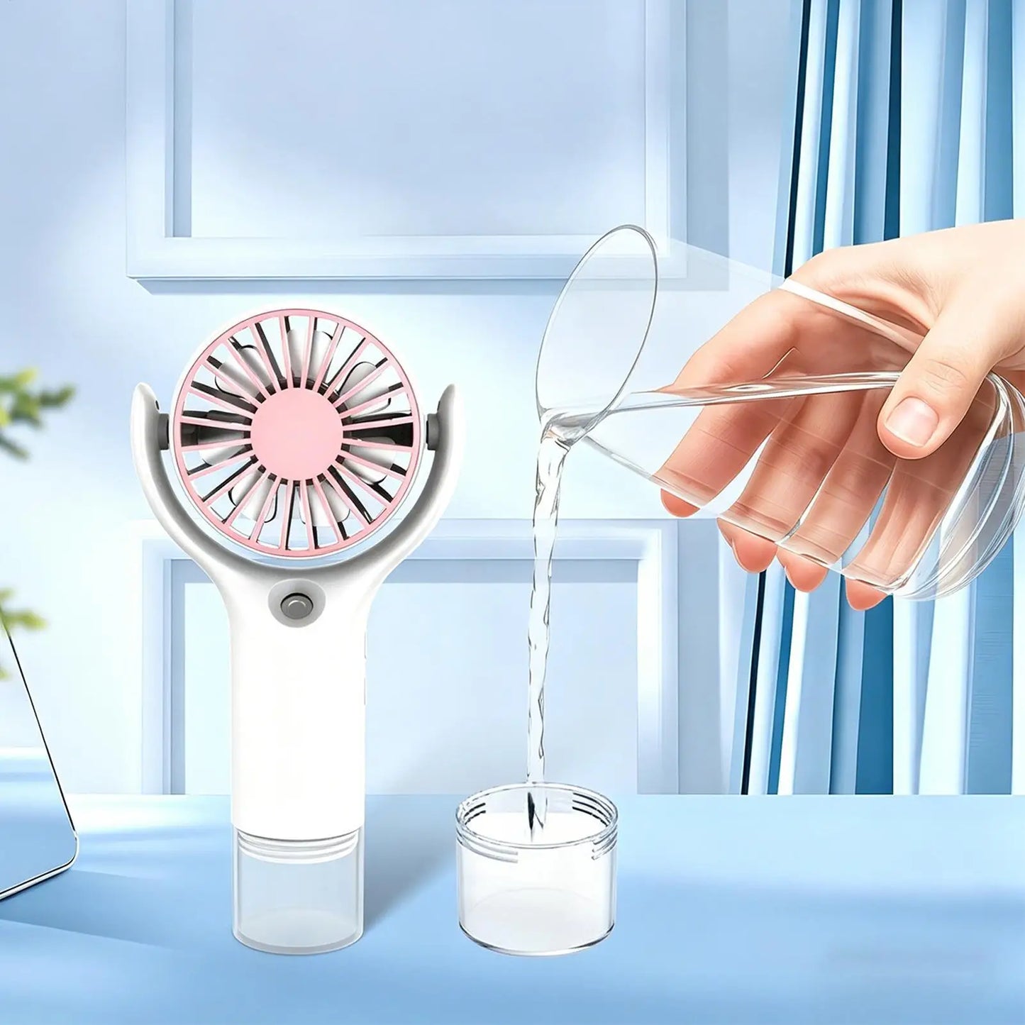 Portable Handheld Mist Fan – USB Rechargeable, 3-Speed