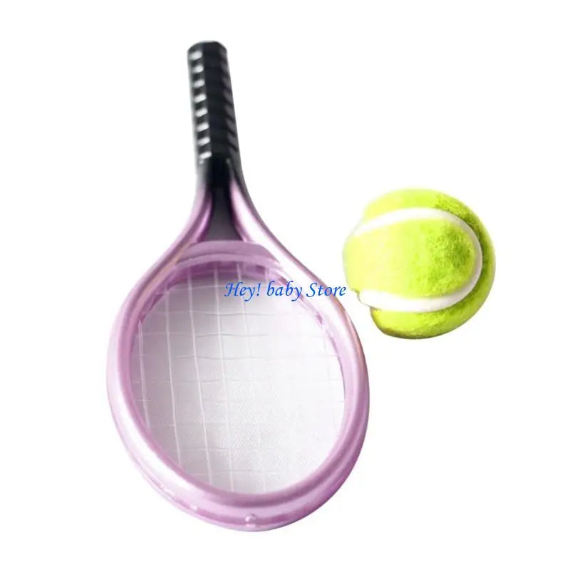 Miniature Tennis Ball & Racket Set – 1/12 Dollhouse Decor