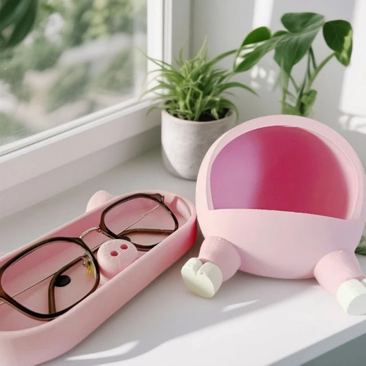 Cute and interesting pig glasses storage box office desktop storage box entrance key storage miscellaneous storage phone holder Peaceful Pleasures Health and Wellness